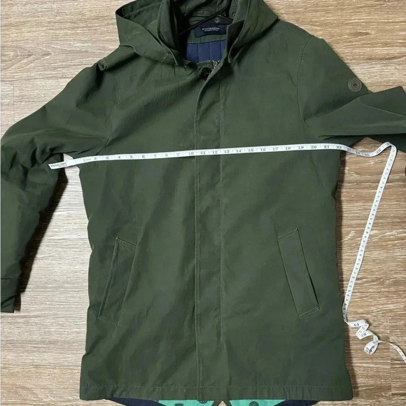 Vintage Forest Green Scotch & Soda Parka Jacket Removable Hood Hidden Buttons - Picture 10 of 12